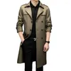 Men's Trench Coats Brand Business Windbreaker 2023 Autumn High-quality Khaki Navy Black Double-breasted Coat Fashion Male Clothing