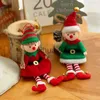 Juldekorationer Nytt år 2024 JUL ELF DOLL Ornament Xmas Tree Hanging Pendant Navidad 2023 Santa Kids Gift Christmas Home Decoration X1020