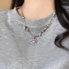 Pendant Necklaces Korean Heart Crystal Class Gravel Beaded Necklace For Women Cute Candy Color Wholesale Girl Jewelry Gift