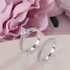 100% Real 925 Silver Rings For Women Simple Double Stackable Fine Jewelry Bridal Sets Ring Wedding Engagement Accessory 201006215O