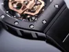 Man Watch Designer Movement Wlistwatch Watch Skull Luxury RM052-01 RM52-01 TOURBILLON SUPERCLONE BLACK DIAMOND HULLUED OUT MAN'S AUTOMATIC MECHANICALH FEPT
