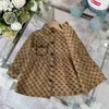 luxury fashion girl Long sleeved dress designer baby clothes Grid Letter Full Print Kids frock Size 100150 CM high quality lapel Child skirt Au