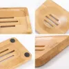 3 Styles Natural Bambus Seifenschalen Tabletthalter Aufbewahrungsseife Rackplattenkastenbehälter tragbares Badezimmer Seifenschale FY5101 1020