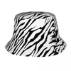 Basker djur hudtryck mönster unisex hink hatt anpassad sommar rese strand zebra textur ränder
