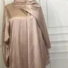 Vêtements ethniques Eid Mubarak Satin Musulman Femmes Abaya Hijab Maxi Robe Turquie Arabe Islam Dubaï Djellaba Afrique Ramadan Kaftan Robe Jalabiya