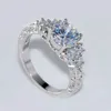 Mode Niedliche Weibliche Mädchen Weiß Runde Hochzeit Ring Luxus 925 Sterling Silber Diamant Ring Versprechen Verlobung Ringe Für Women227E