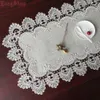 Bordslöpare elegant vintage broderad spets trim mat linnet tv stativ sängkläder canibet cover 231020