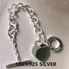 Charm Bracelets Tf Heart Tag 925 Sterling Silver Bracelet Love High-end Extravagant Jewellery Cuba Chain Christmas Gifts Ma'a228z