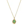 Pendant Necklaces Stylish 18K Gold Plated Stainless Steel Green Oval Natural Stone Necklace Tarnish Free Jewelry Gift