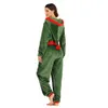 Cosplay Eraspooky Women Christmas Costume Santa Elf Onesie Zielone Pamas z kapturem Pamas dla dorosłych Wygodne zamek błyskawiczne