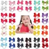 Hårtillbehör 40st/Lot Baby Girl Ties 3 Inch Grosgrain Ribbon Bow Elastic Bands Ponytail Holders For Spädbarn