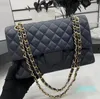 Classic Flap Bag Designer Bag Ladies Caviar Lambskin Shoulder Handbag Gold Silver Chain