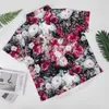 Camisas casuais masculinas rosa floral rosa e branco praia camisa havaiana streetwear blusas homens gráfico plus size