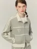 Hoodies femininos americano retro renda bordado zip up hoodie arco gráfico gola moletom causal pista cardigan kpop roupas chiques