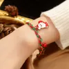 Mu Shang's New Santa Claus Pulsera Christmas Deer Charm Cordón tejido a mano Artesanía de Navidad Ajustable para mejores amigos Charms Y2k Pulseras Regalos de joyería al por mayor