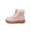 Stövlar 2023 Sweet Lolita tygbroderi String Bead Ankel Winter Princess Botas Party Shoes For Big Girls 12 13 14 15 16 17 18