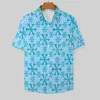 Chemises décontractées pour hommes Chemise de vacances d'impression de flocon de neige Bleu et blanc Hawaii Hommes Blouses drôles à manches courtes Motif Vêtements Plus Taille 3XL
