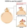 Pocket Watches Vintage Luxury Quartz Watch For Men Women Kids Fob Chain Easy Read Numbers Rose Gold Smooth Case Necklace Pendant Clock