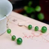 Boucles d'oreilles pendantes en Jade vert naturel, perles de pierres précieuses, à la mode, cadeau pour femmes, bricolage, clou d'oreille classique de noël, FOOL'S DAY