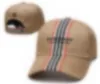 Klasyczne wysokiej jakości czapki uliczne Hass Baseball Hats Mens Womens Luksusowy projektant sportowy Burberr Caps 19 Kolory naprzód czapka Casquette Regulowana kapelusz B-8