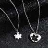 Pendant Necklaces 2Pcs/Set Love Puzzle Couple Necklace Hip Hop Punk Heart Shape Stitching For Women Men Friendship Jewelry Gift