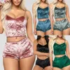 Vêtements de nuit pour femmes Sexy femmes 2 pièces Lingerie velours col en V pyjamas ensemble chemise shorts vêtements de nuit plus taille 266c