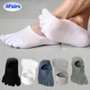 Chaussettes pour hommes 3 paires de chaussettes invisibles à cinq doigts coupe basse été maille fine à bout fendu Sox coton solide respirant silicone antidérapant Sokken