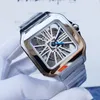 Relógio de esqueleto masculino 39mm movimento mecânico automático aço inoxidável feminino cozido azul relógios agulha moda senhoras relógio de pulso montre