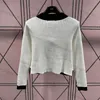 Luxe Designer Knitwear Dames V-hals Sweater Jas Knop Mode Kort Gebreid Vest