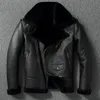 Men's Leather Faux 2023 Thick Wool Warm Coat Diagonal Zip Fur Collar Jacket Black Winter European Size 231020
