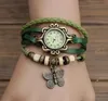 Andra klockor Foreign Trade Antique Watch Fashion Leather Wrapped Armband Epidermis Women Table Farterfly Pendants grossist Barn Tabell 231020