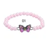 Bracciale per ragazza con perline a forma di farfalla, gioielli per amicizia, per bambini, per feste, regolabile, portafortuna, colorato