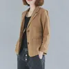 Women's Suits Women Blazer Jacket Cotton Linen Thin Short Loose Spring Summer Autumn Retro Vintage Fashion Casual Black White Beige Khaki