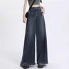 Jeans femininos deeptown y2k vintage azul baggy mulheres coreano streetwear oversize denim calças gyaru kpop hippie borla larga perna calças
