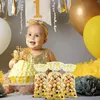 ギフトラップ100pcsビーキャンディーバッグ黄色の蜂蜜透明なプラスチックと子供の誕生日のための銀のツイストネクタイ