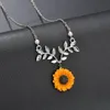 Collana coreana di personalità perla fiore sole femminile moda girasole pendente188w