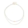 Łańcuchy Pearl Choker Naszyjnik Śliczny podwójny łańcuch łańcuchowy dla kobiet biżuteria dziewczyna koraliki prezentowe 2023 Moda