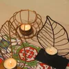 Świece kutego żelaza posiadacz Nordic Hollow Leaf Candlestick Dekoracja na imprezę weselną w restauracji w restauracji w pokoju