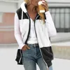 Women's Vests Plus Size 5XL Plush Sleeveless Jacket For Women Color Block Warm Hooded Outwear Zip Up Fleece Coats Waistcoat