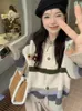 Kvinnors stickor Korobov y2k kläder koreanska milt lata kofta 3D blomma vintage stickad topp randig tröja mode sueters de mujer