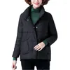 Trenchs de Femmes Manteaux d'hiver Veste Femmes Stand Col Solide Vert Femelle Down Manteau Lâche Surdimensionné Femmes Poche Parka Plus Taille M-5XL