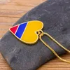 Chains AIBEF Romantic Heart Shape Yellow&Blue&Red Copper Necklace Gold Color Charm Jewelry Women Pendant Choker Birthday Gift Wholesale