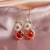 Dangle Oorbellen 2023 Mode Temperament Rood Wit Opaal Hol Voor Vrouwen Sierlijke Ronde Strass Lange Dangler Sieraden LE1491