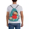 Rucksack „Heidi The Girl From Alps“-Rucksäcke, modisch, tragbar, mit Kordelzug, Bündel, Tasche, Schuhe, Tasche, Buch für Reisen