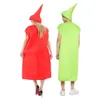 Eraspooky Funny Ketchup Mustard for Adult Halloween Couple Costume Carnival Food Party Cosplay Outfits 2 Piece Setcosplay