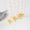 Pendant Necklaces 316L Stainless Steel Golden Flower Dripping Oil Beads Necklace Casual Personality Girl Exquisite Jewelry Gift Party