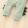 Rompertjes geboren Babykleding Effen Kleur Capuchon Rits Jumpsuit Rompertjes geboren Baby Jongens Meisjes Cartoon Dinosaurus Kostuum 231020