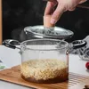 Soppa lagerkrukor Transparent glas kokkruka Heatresistent Kök Vegetabilisk sallad Noodle Bowl Flame Explosion Proof Cookware 231019