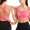 Yoga Outfit Seamless Sports Bra Ajustável Back Support Mulheres Front Zipper Fechamento Cruz para Correr