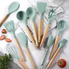 Cooking Utensils 12PCS Silicone Kitchen Set NonStick Cookware for Wooden Handle Spatula Egg Beaters Kitchenware Accessories 231019